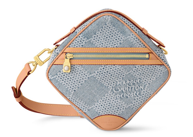 Pre-owned Louis Vuitton Men's Chess Messenger Damier Denim 3d In Blue Denim