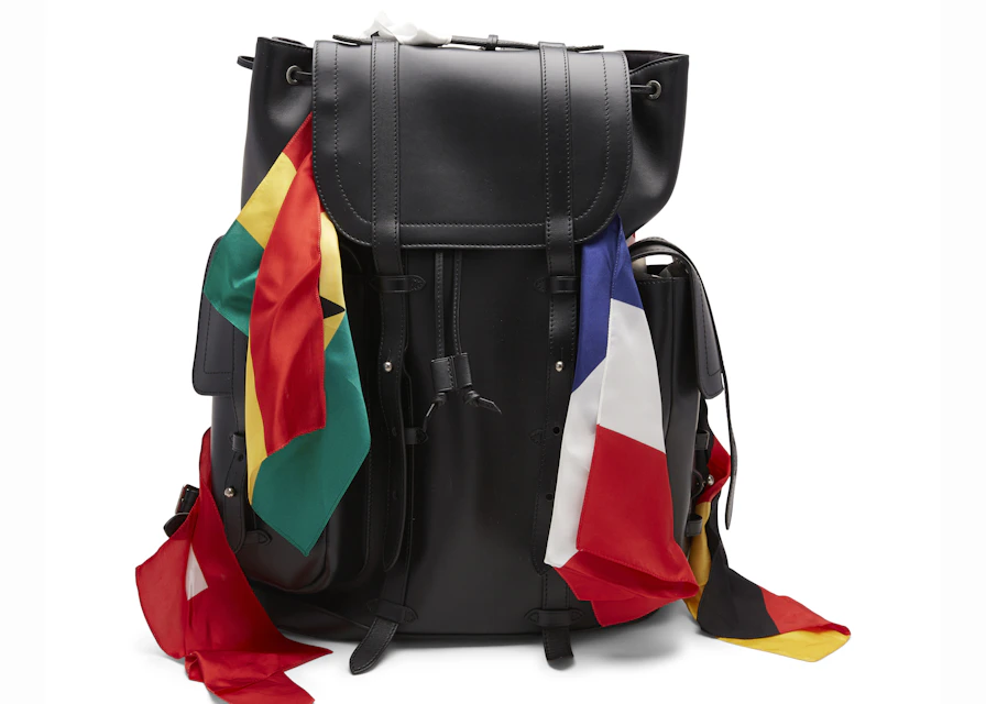 Louis Christopher Backpack Flags Black Multicolor in Calfskin Leather with Silver-tone