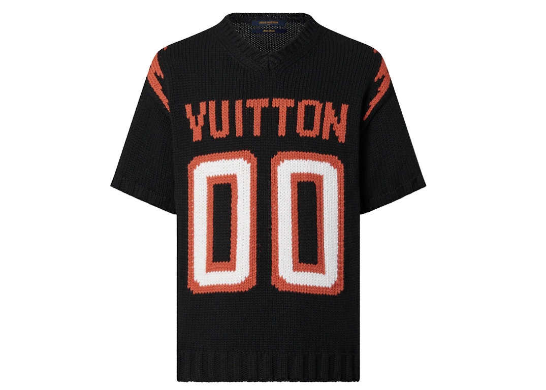 Pre-owned Louis Vuitton Chunky Intarsia Football T-shirt Black