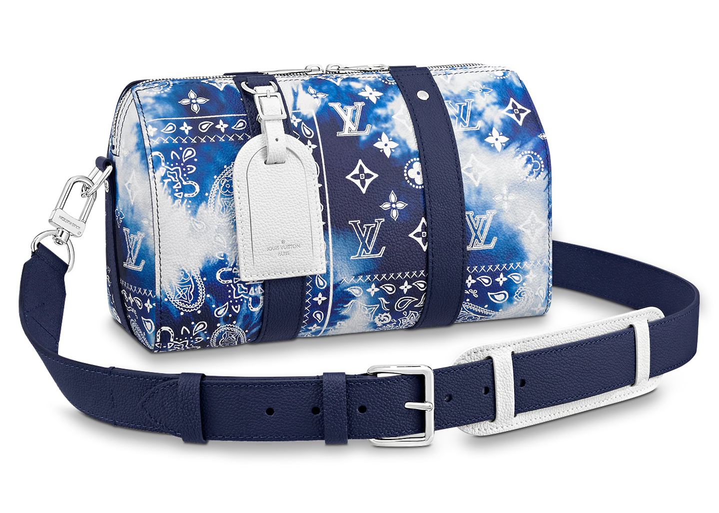 Louis Vuitton City Keepall Bandana Monogram Blue in Cowhide