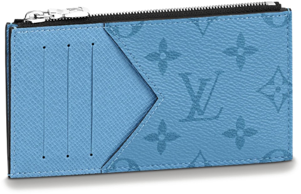 LOUIS VUITTON Coin Card Holder Case M30785 Denim Blue Taigarama Monogram