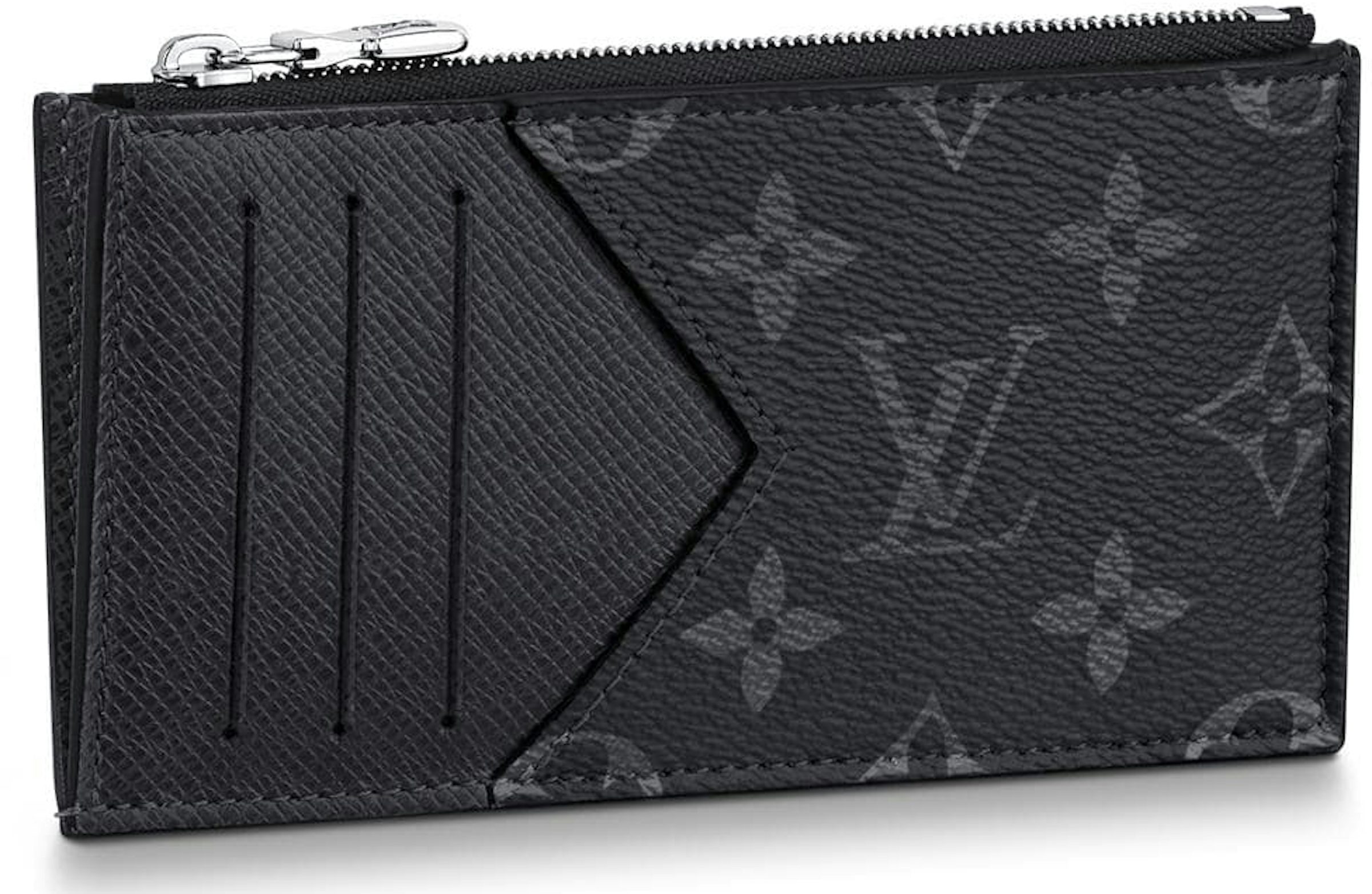 Louis Vuitton Coin Card Holder Monogram Eclipse Taiga Black in Taiga  Leather/Coated Canvas with Silver-tone - US