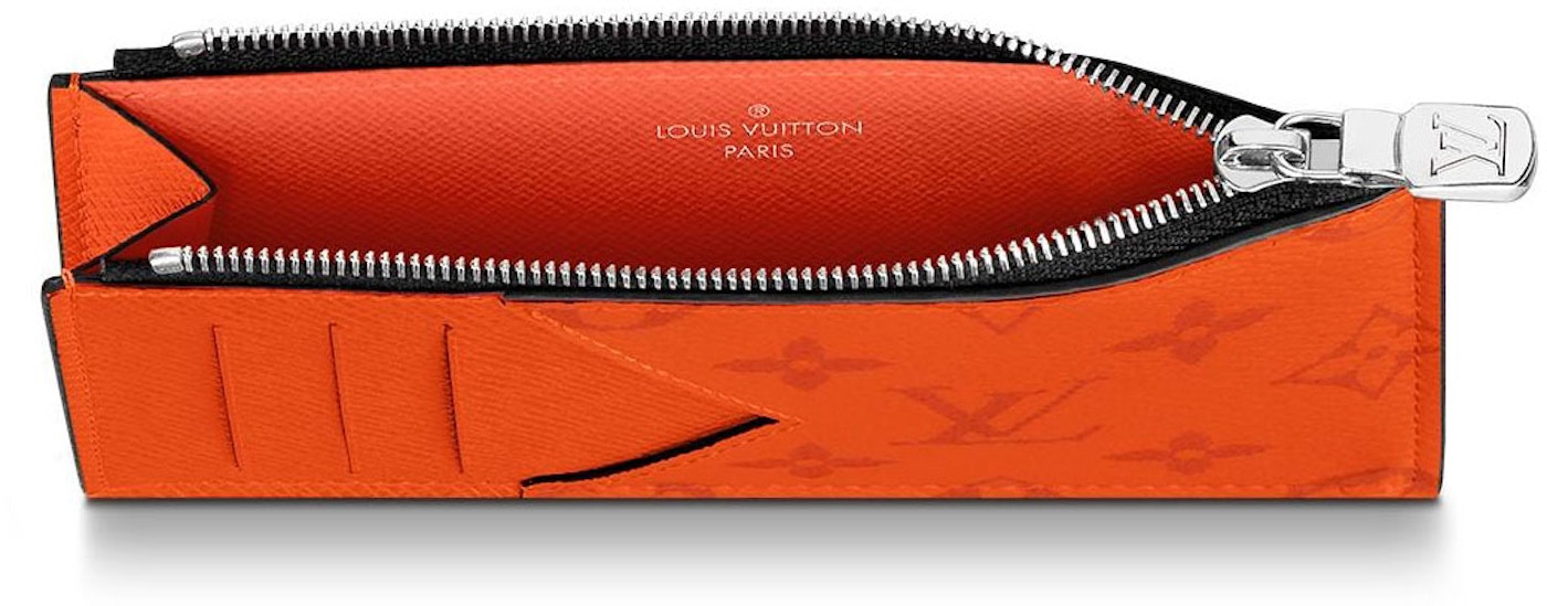 Louis Vuitton Coin Card Holder Monogram Eclipse Volcano Orange