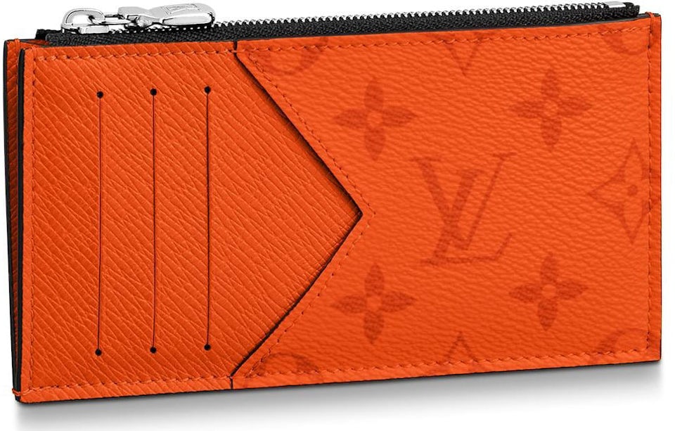 Louis Vuitton Coin Card Holder Monogram Eclipse Volcano Orange in Taiga  Cowhide Leather/Coated Canvas with Silver-tone - US