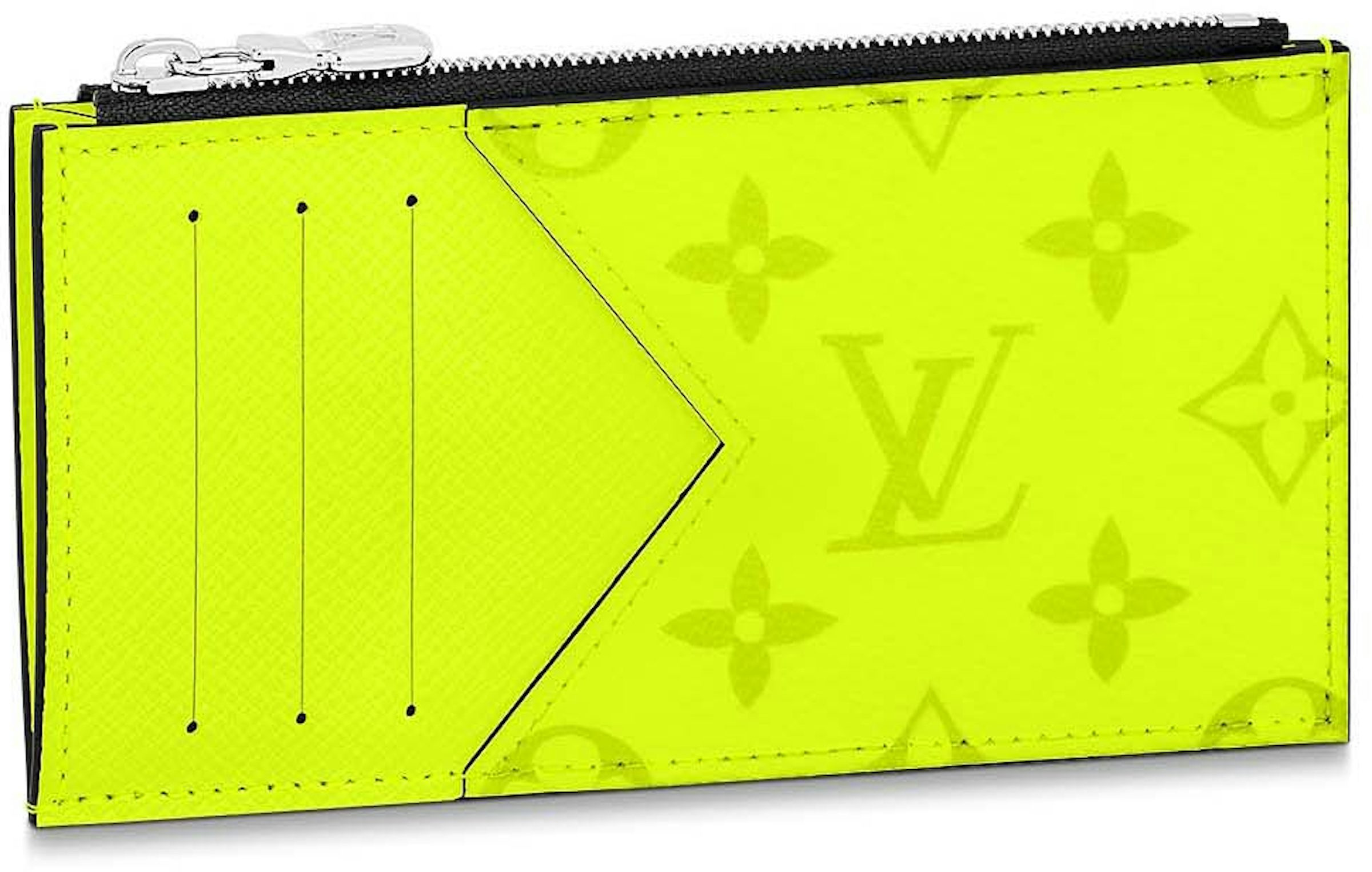 Louis Vuitton Coin Card Holder Neon Yellow in Monogram Coated Canvas/Taiga  Cowhide Leather with Palladium-tone - US