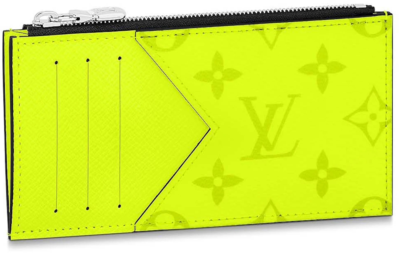 LOUIS VUITTON Monogram Taiga Coin Card Holder Neon Yellow 1254079