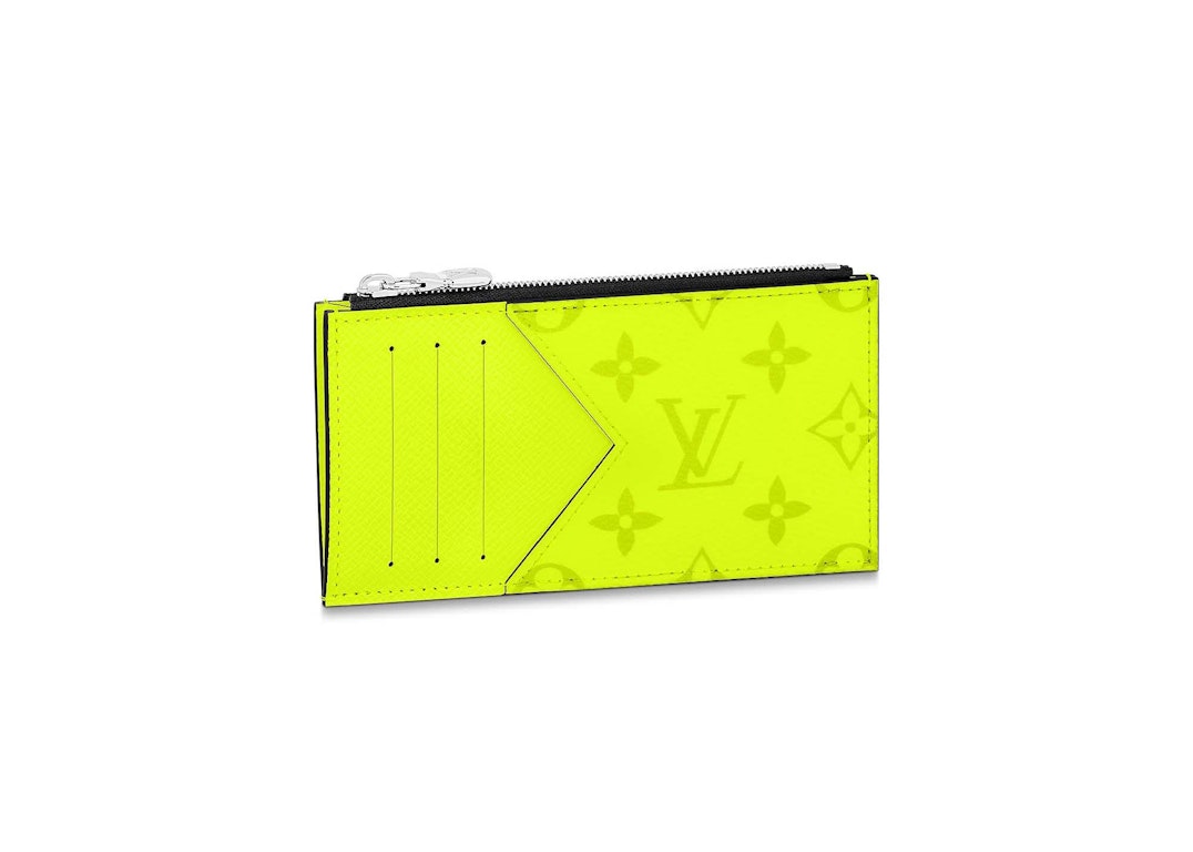 Pre-owned Louis Vuitton Coin Card Holder Neon Yellow