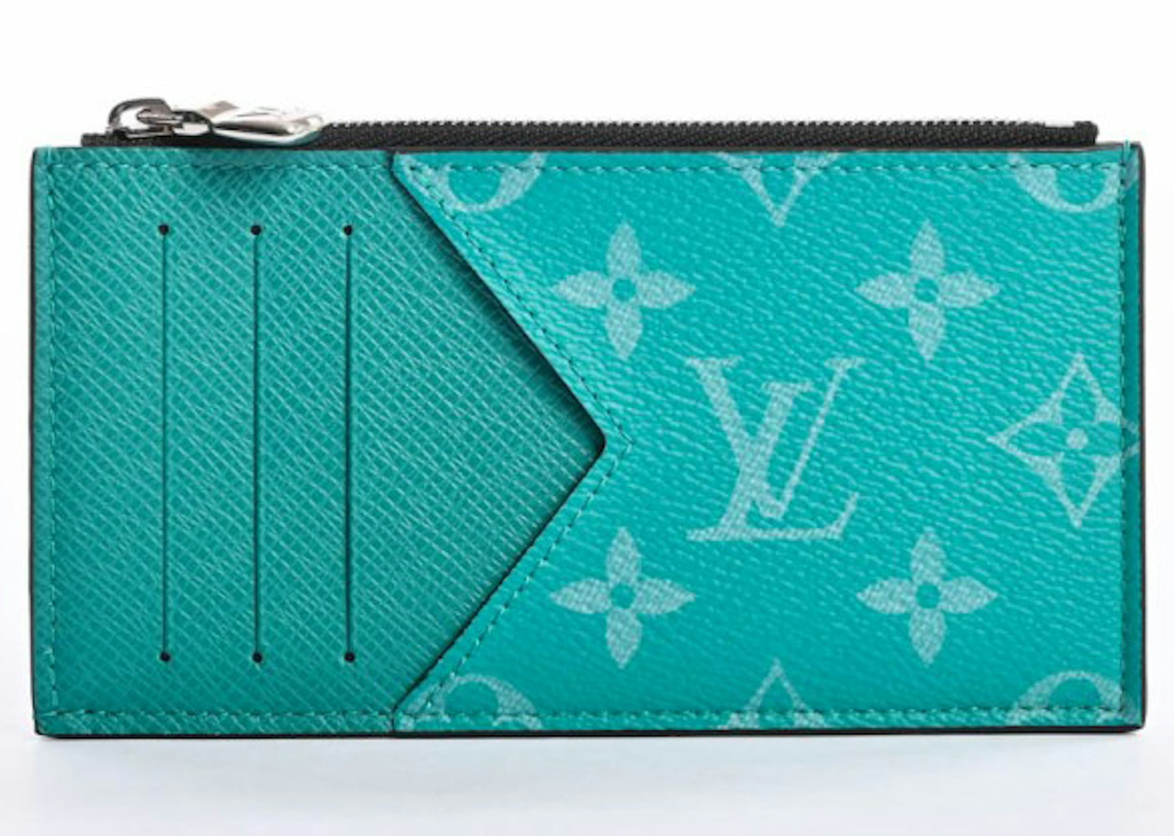 coin card holder leather small bag Louis Vuitton Green in Leather - 25204612