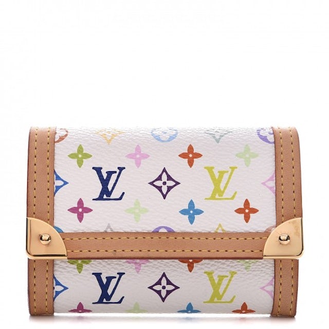 louis vuitton white wallet with colored letters