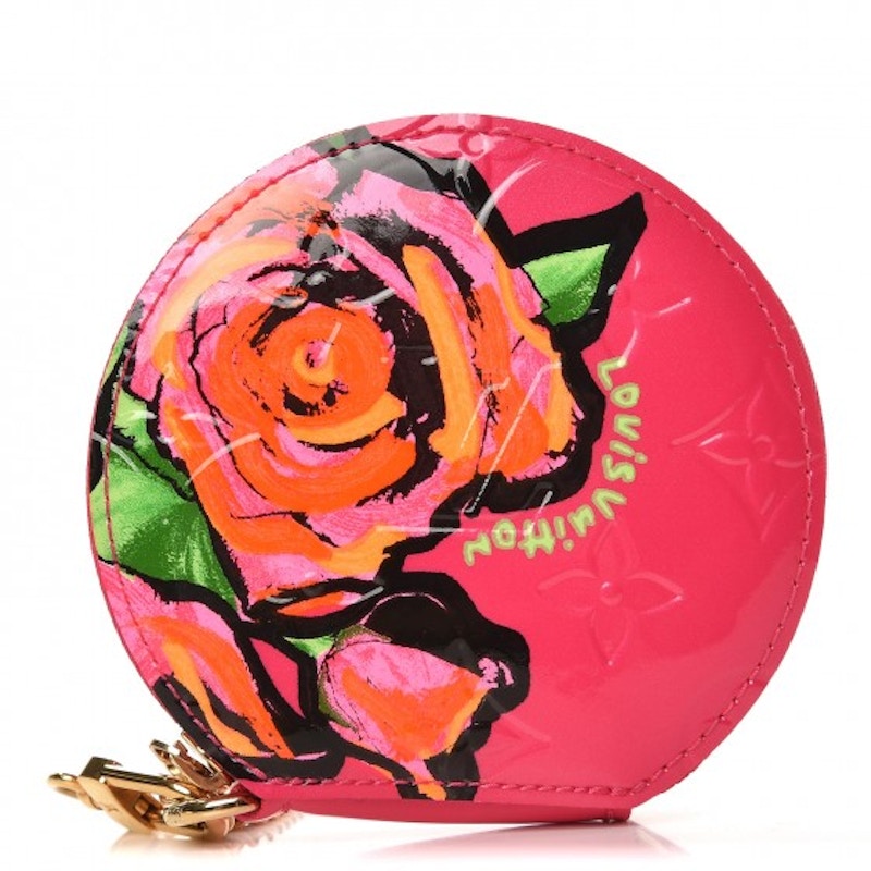 Pre-owned Louis Vuitton Women's Coin Purse Stephen Sprouse Monogram Vernis In Rose Pop