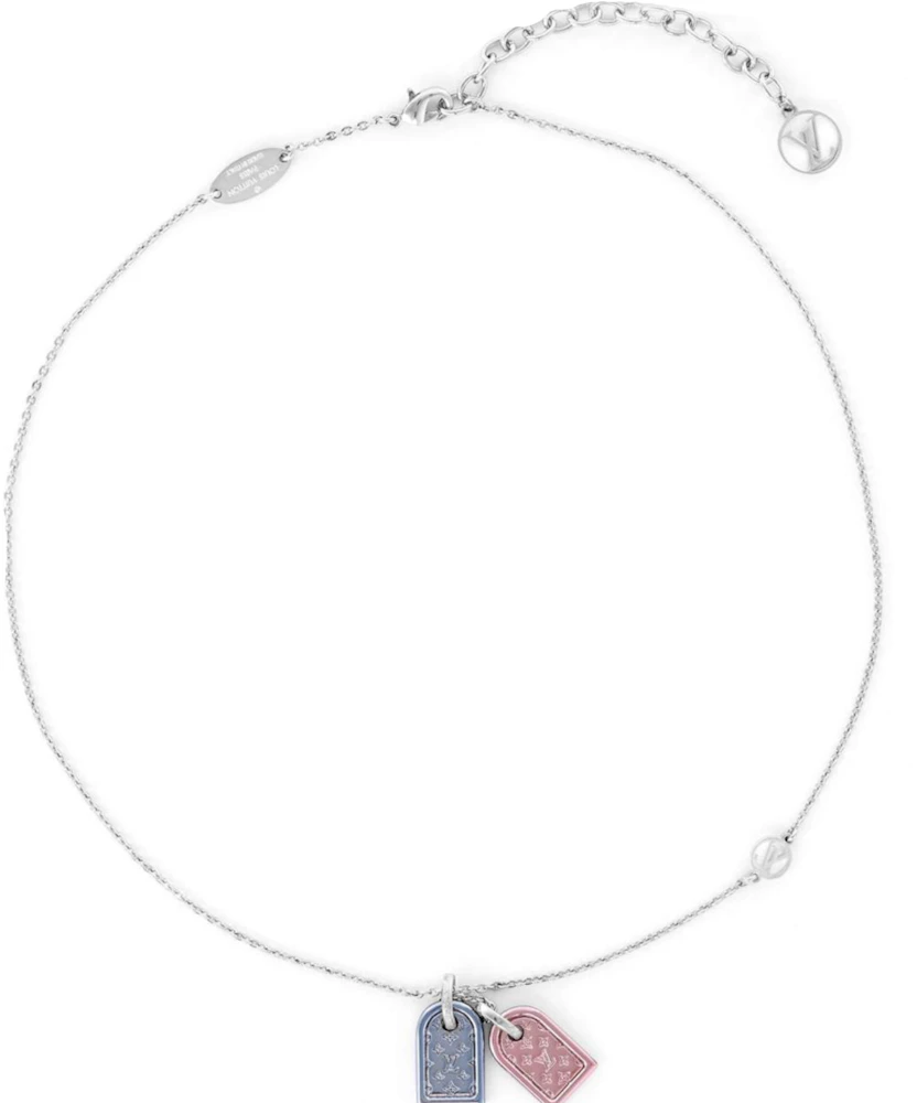 Louis Vuitton Nanogram Vuitton necklace Silver hardware Gold