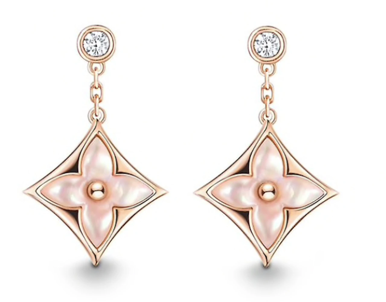 Louis Vuitton Color Blossom Earrings, Pink Gold, White Gold, Pink Opal and Diamonds. Size NSA