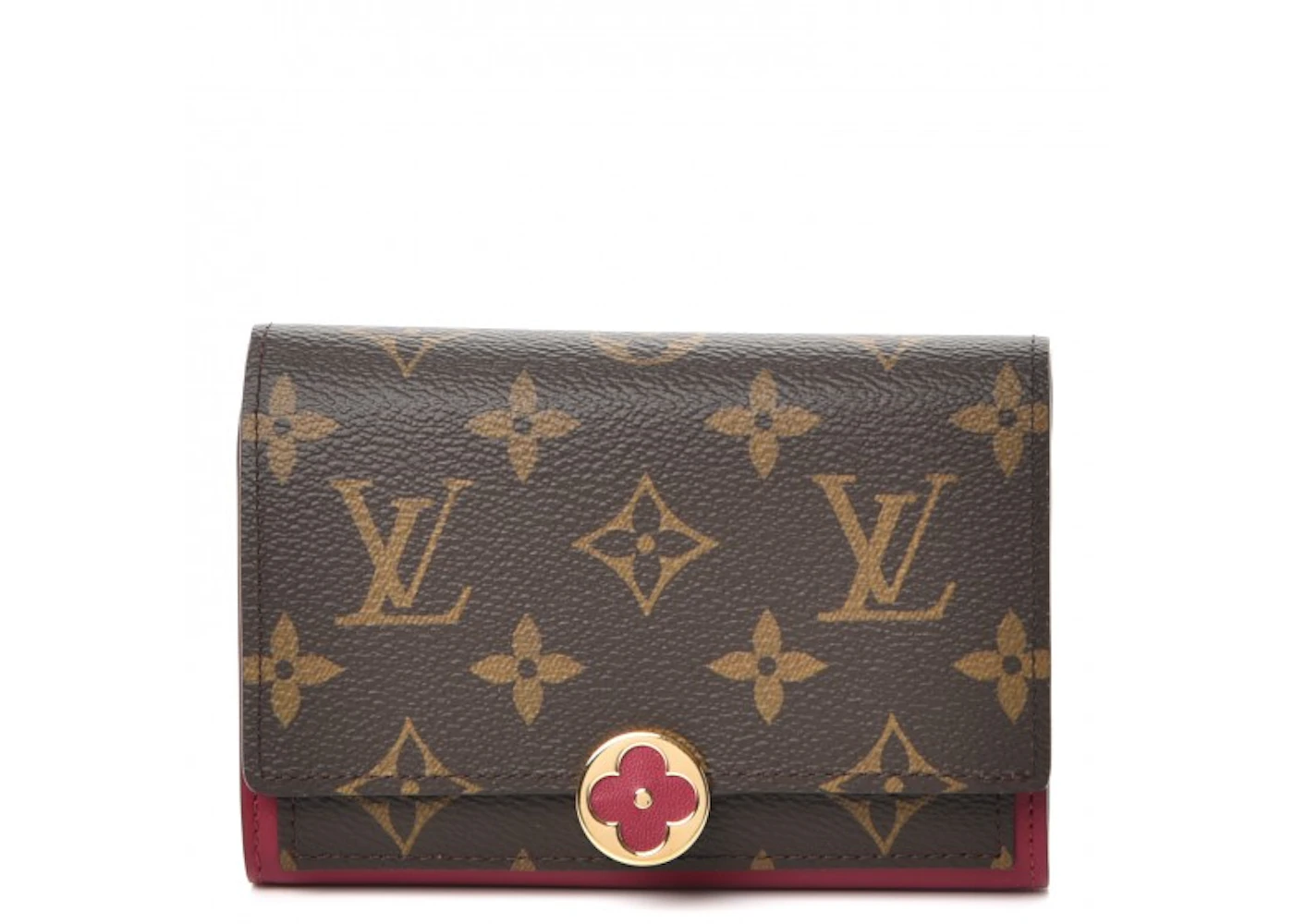 Louis Vuitton Compact Wallet Flore Monogram Fuchsia in Canvas with