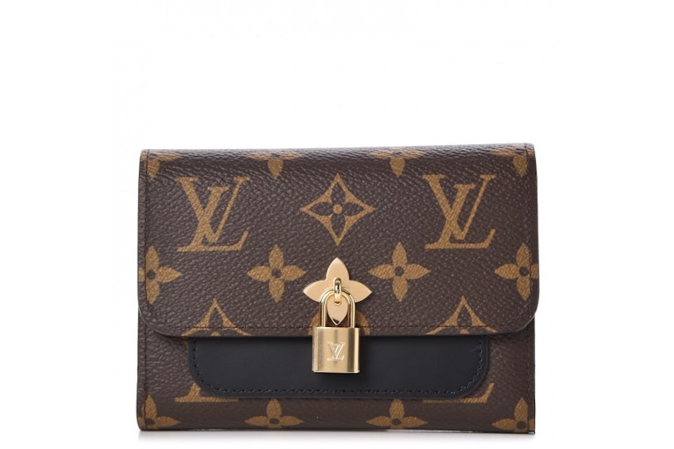 Louis Vuitton Compact Wallet Flower Lock Monogram Noir Black in Coated  Canvas/Leather with Gold-tone - GB