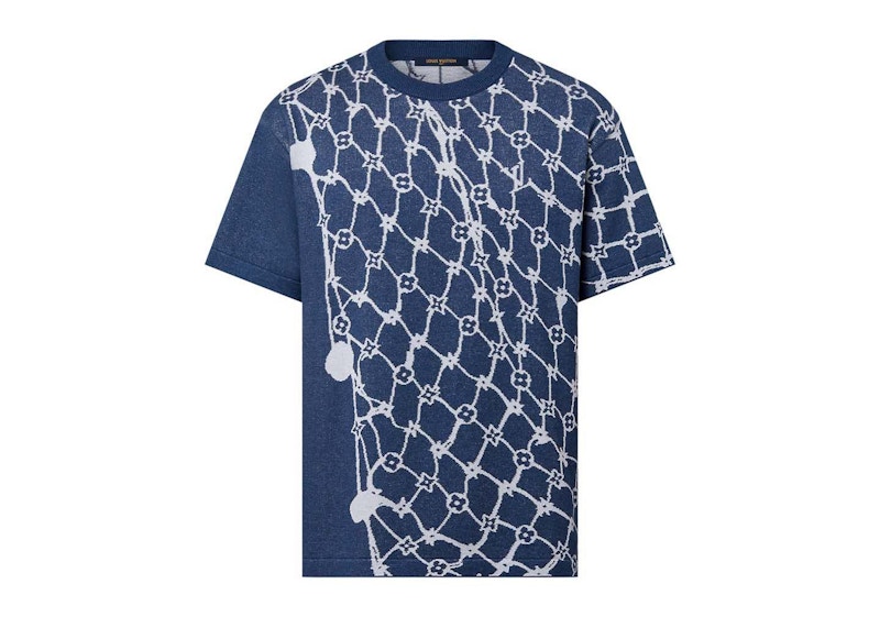 Pre-owned Louis Vuitton Men's Cotton Shortsleeved Crewneck In Navy Blue