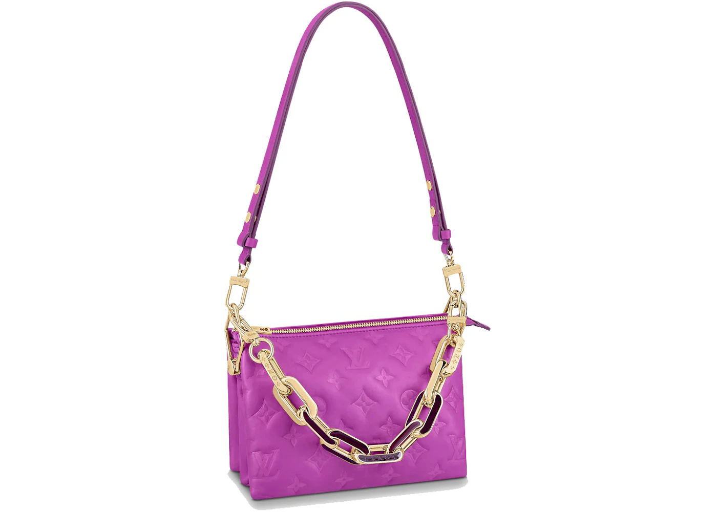 Louis Vuitton Coussin BB Monogram Embossed Orchid in Lambskin Leather with  Gold-tone - US