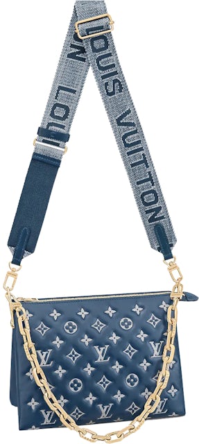 Louis Vuitton Coussin PM Denim Jacquard Navy Blue in Denim/Calfskin Leather  with Gold-tone - US