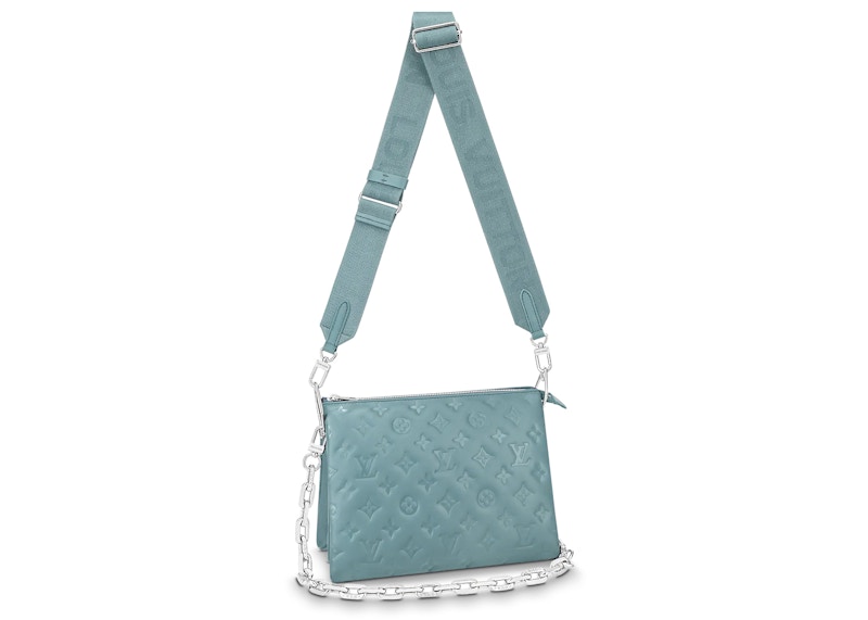 残少! Louis Vuitton ルイヴィトン COUSSIN PM BLEU GLACIER Louis Vuitton Coussin PM Monogram Embossed Blue Glacier in