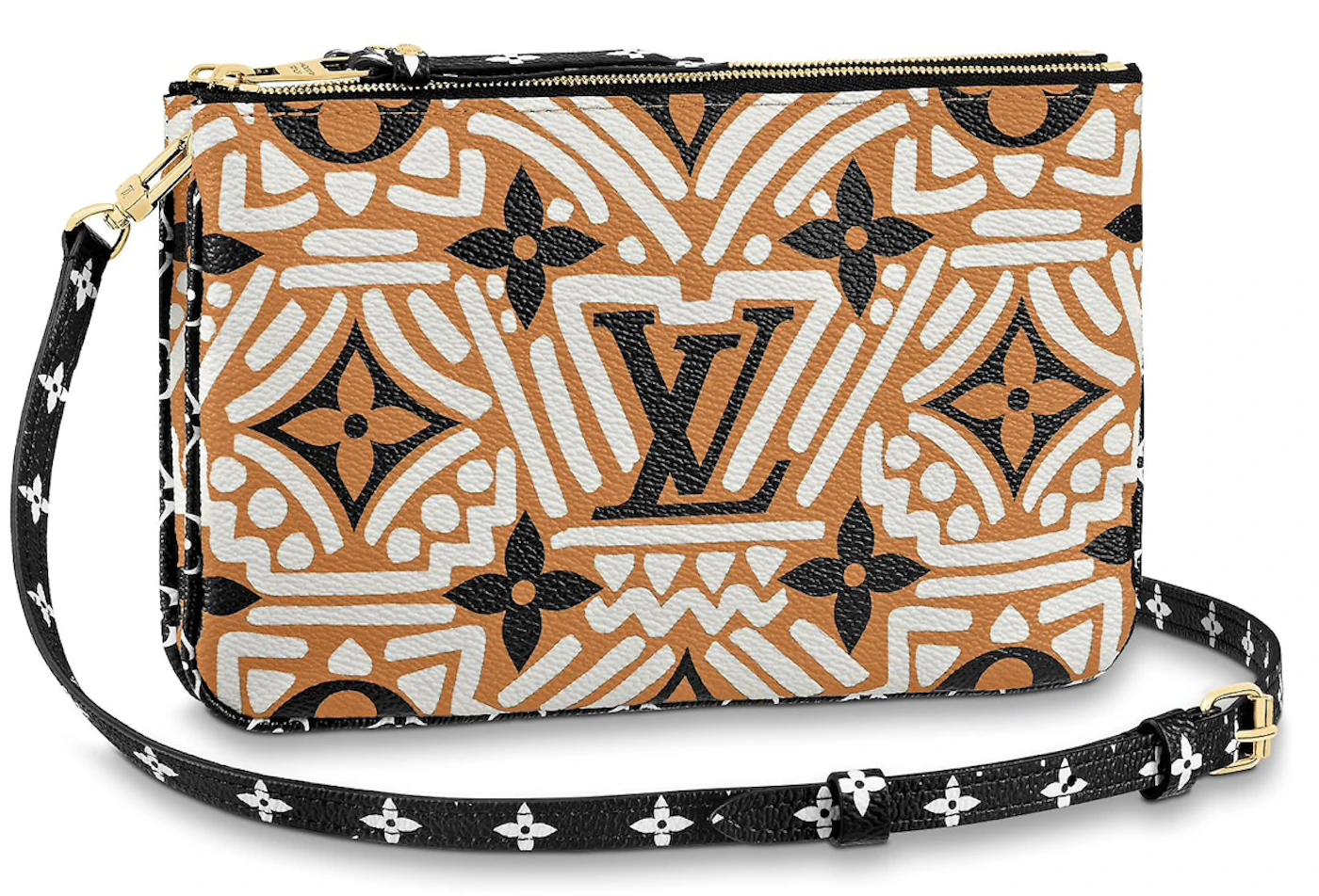 Louis Vuitton Crafty Double Zip Pochette Caramel/Cream in Monogram Giant  Coated Canvas with Gold-tone - GB