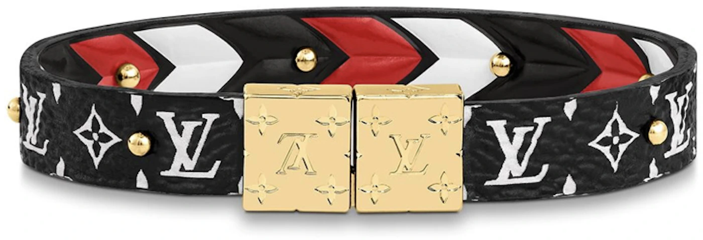 LOUIS VUITTON Monogram Canvas & Calfskin Leather LV Circle Reversible  Bracelet