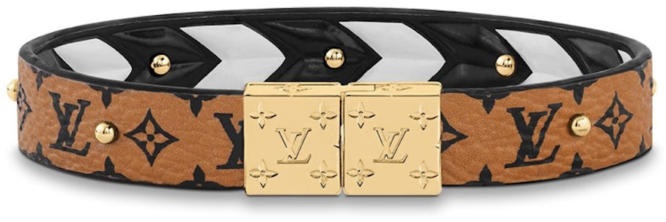 Louis Vuitton Crafty Reversible Bracelet Caramel/Cream in Monogram  Canvas/Calfskin with Gold-tone - US