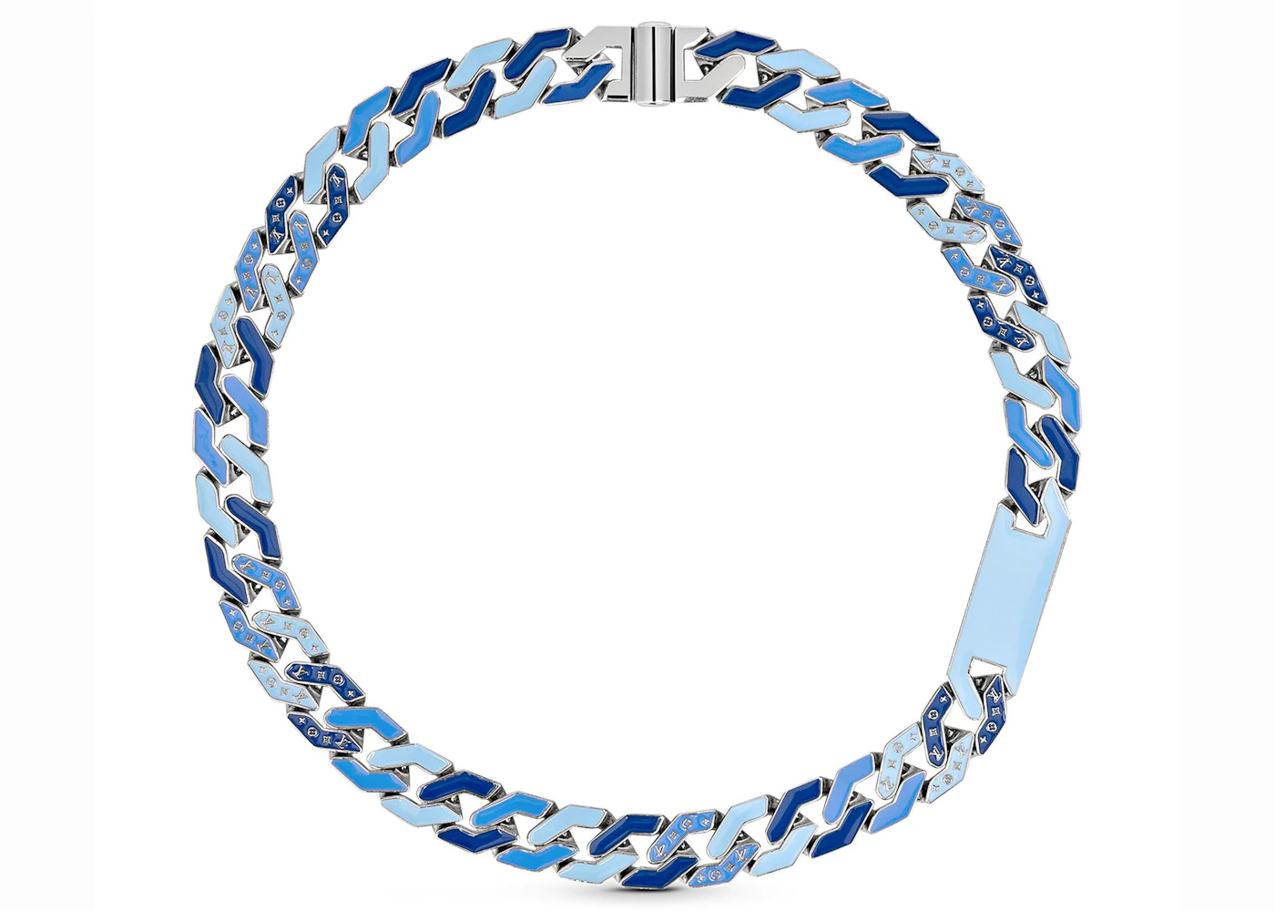 Louis Vuitton Cuban Chain Necklace Blue in Metal/Enamel with Silver-tone -  US