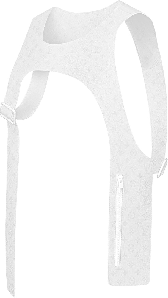 Louis Vuitton Cut Away Vest Monogram White Embossed Grained Leather with White