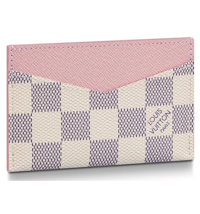 Tarjetero Louis Vuitton Daily en Damier Azur y rosado cereza in