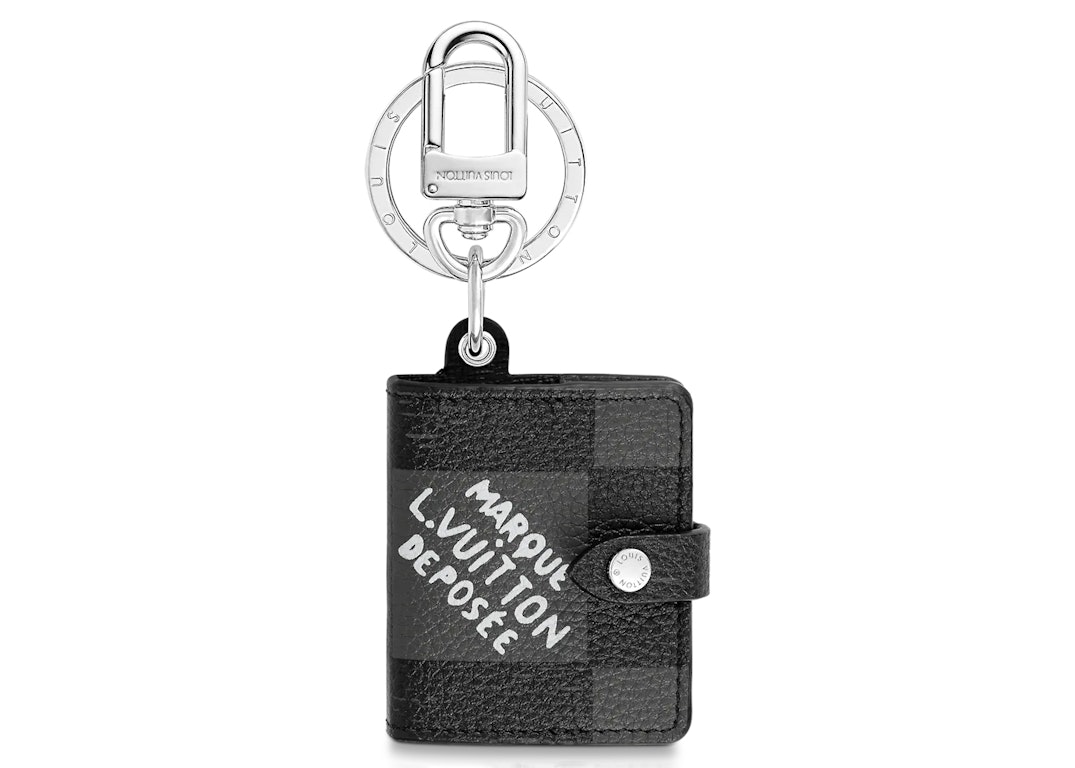 Pre-owned Louis Vuitton Damier Archives Notebook Bag And Charm Key Holder Graphite
