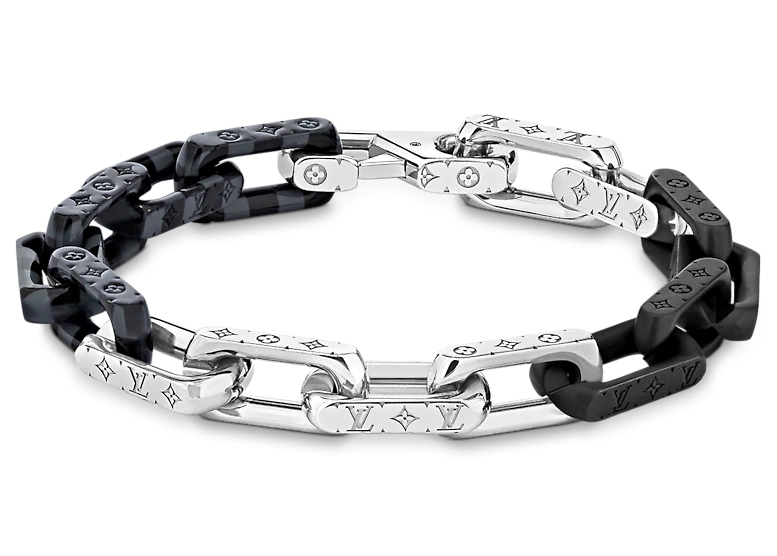 Silver Louis Vuitton Monogram Chain Link Bracelet | Designer Revival