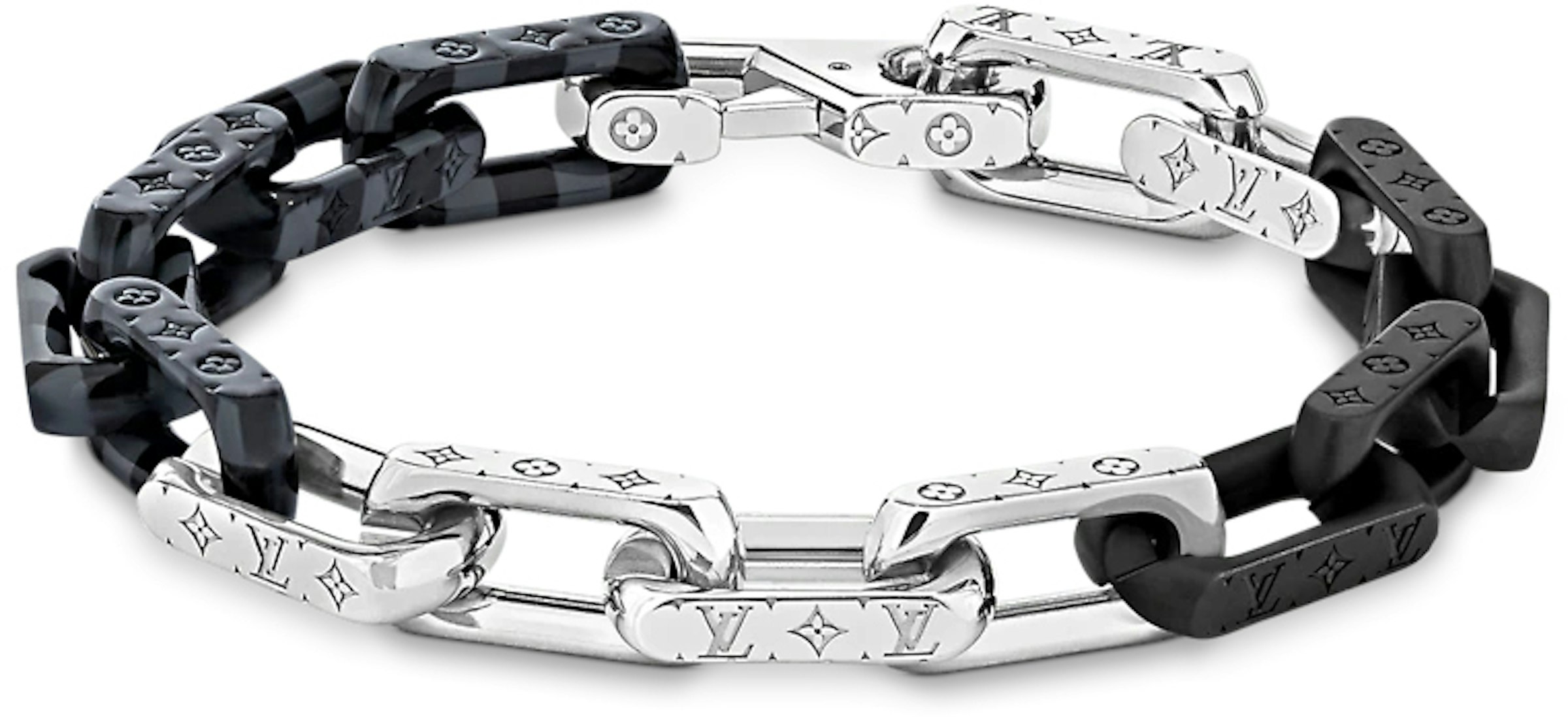 Bemærk venligst deltage Mexico Louis Vuitton Damier Chain Bracelet Graphite Silver/Black in Silver Metal/Nylon  with Silver-tone - US