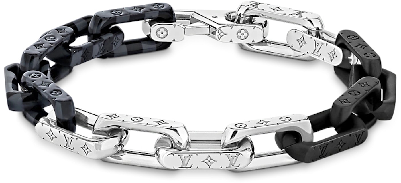 Louis Vuitton Chain Bracelet Graphite Silver/Black in Silver Metal/Nylon with Silver-tone