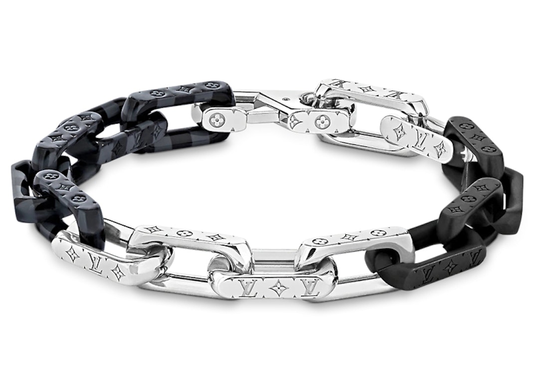 Pre-owned Louis Vuitton Damier Chain Bracelet Graphite Silver/black