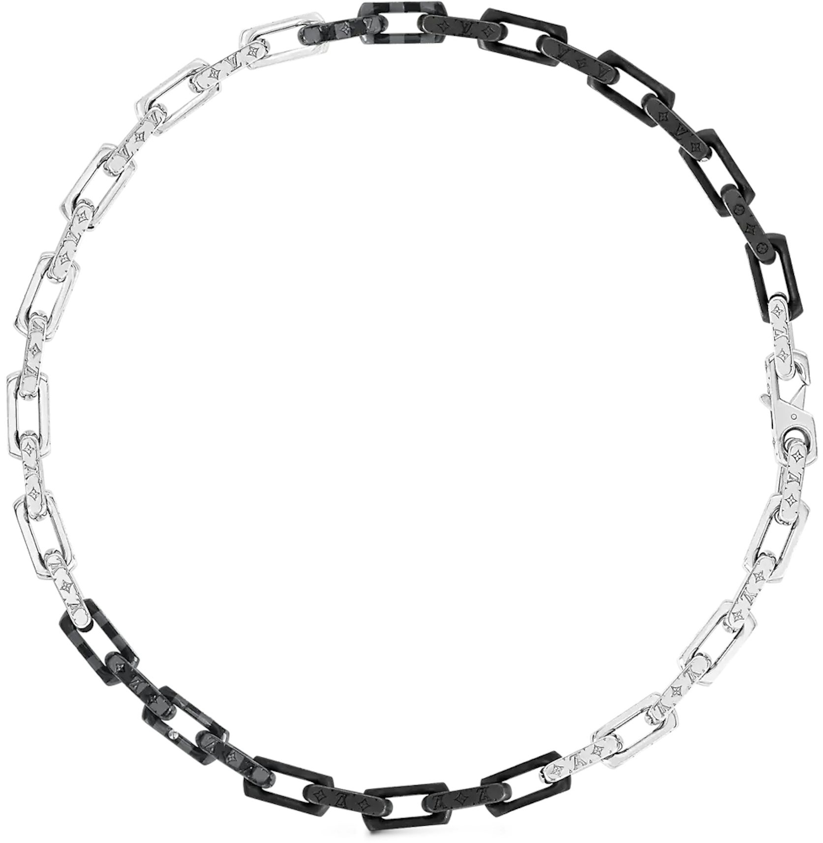 Louis Vuitton Damier Chain Necklace Graphite Silver/Black - Mens