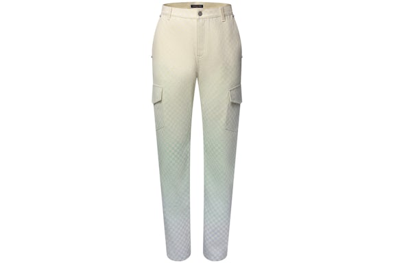 Louis Vuitton Damier Pantalones cargo de denim jacquard degradado multicolor