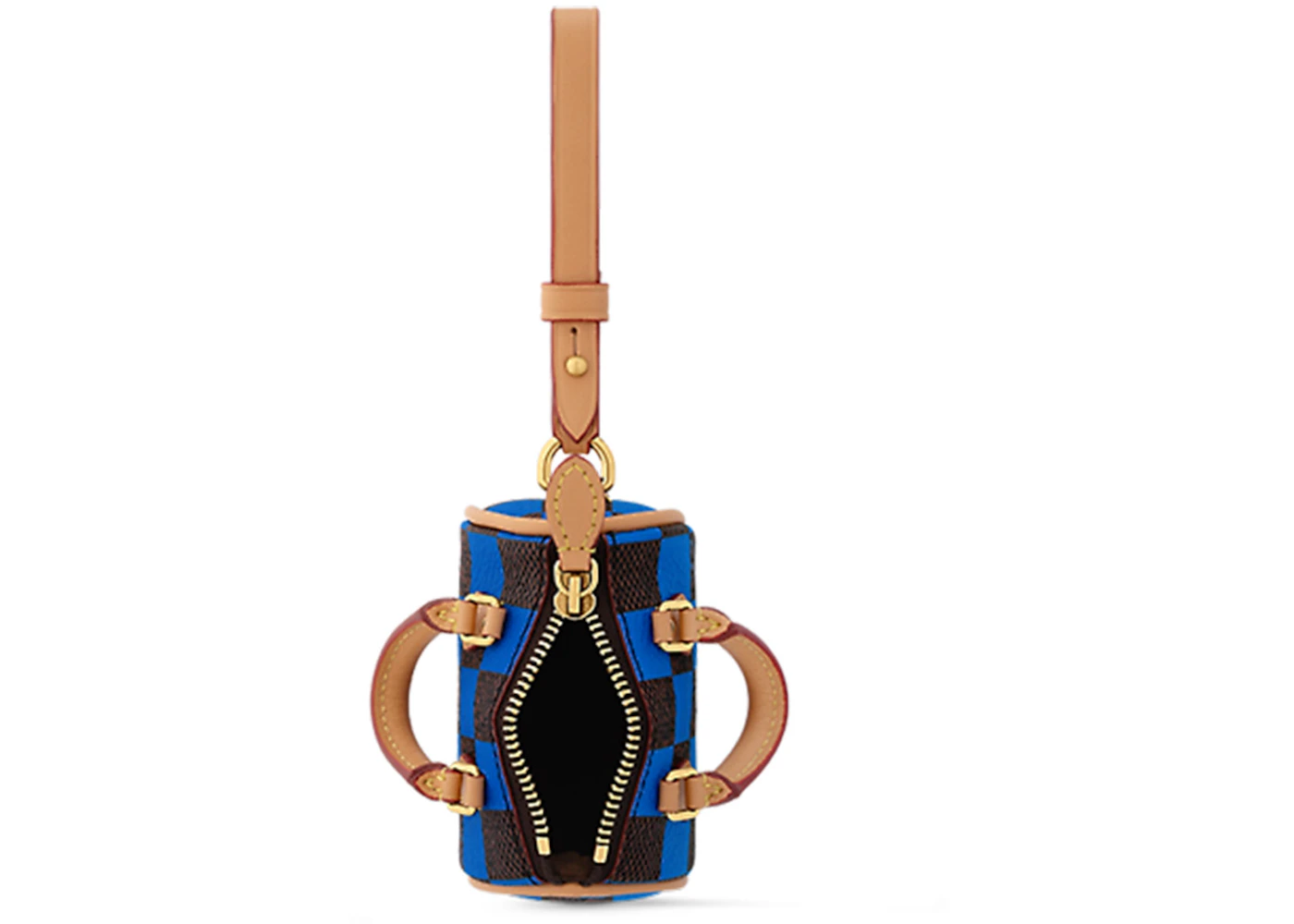 Louis Vuitton Damier Pop Mini Speedy Bag Charm Blue in Coated Canvas ...
