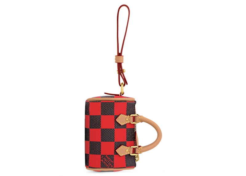 Louis Vuitton Damier Pop Mini Speedy Bag Charm Red in Coated