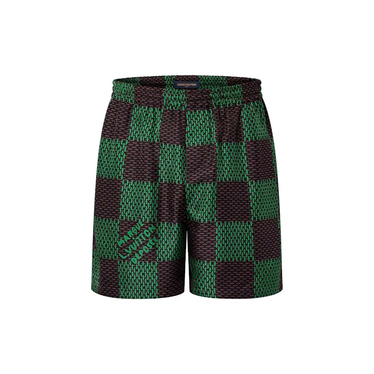 Pre-owned Louis Vuitton Damier Silk Shorts Jolly Green