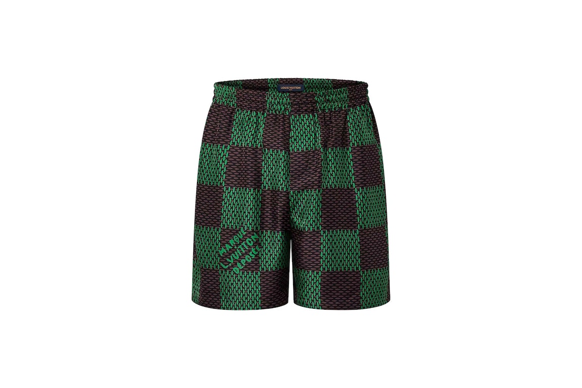 Pre-owned Louis Vuitton Damier Silk Shorts Jolly Green