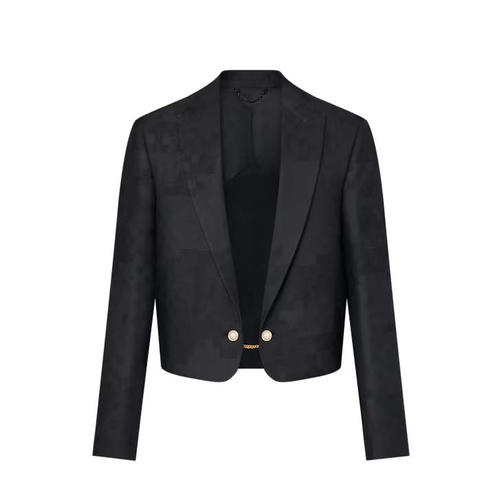 Louis Vuitton Damier Silk-Wool Mix Cropped Dandy Jacket Black 