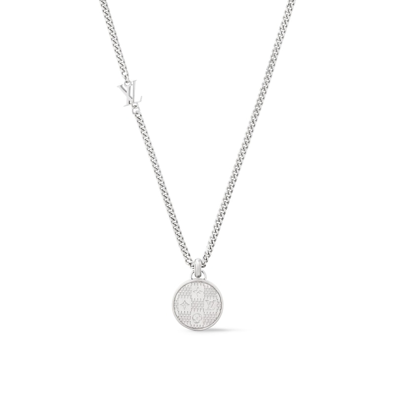 ラグジュアリー【LOUIS VUITTON】ダミエ Staple Pendant Silver Louis Vuitton Damier Staples Pendant Silver in Metal - US