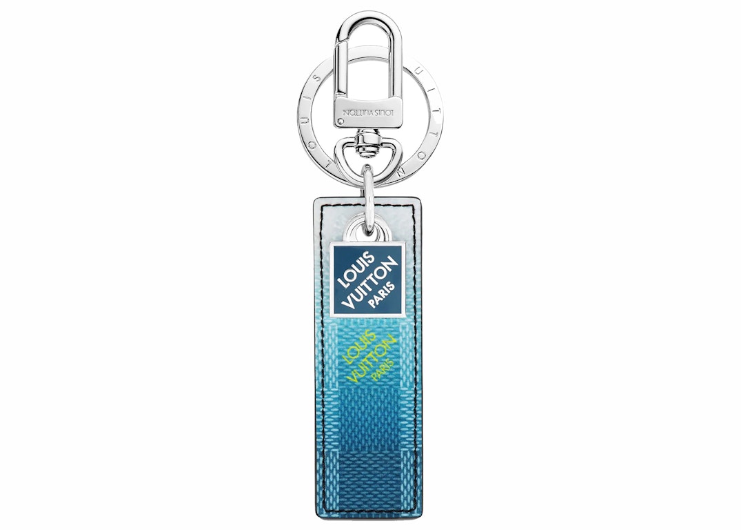 Pre-owned Louis Vuitton Damier Stripes Tab Bag Charm And Key Holder Gradient Blue