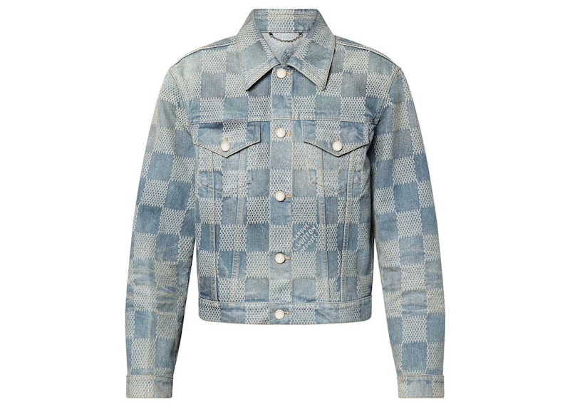Pre-owned Louis Vuitton Men's Damier Washed Denim Jacket In Indigo