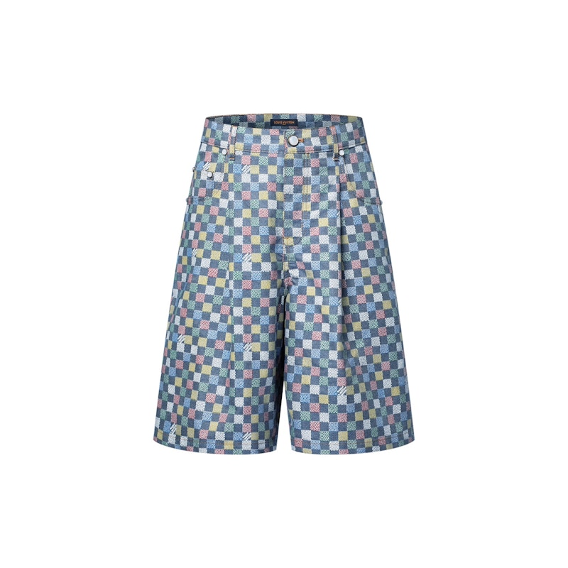 Pre-owned Louis Vuitton Men's Damier Wide Chambray Shorts