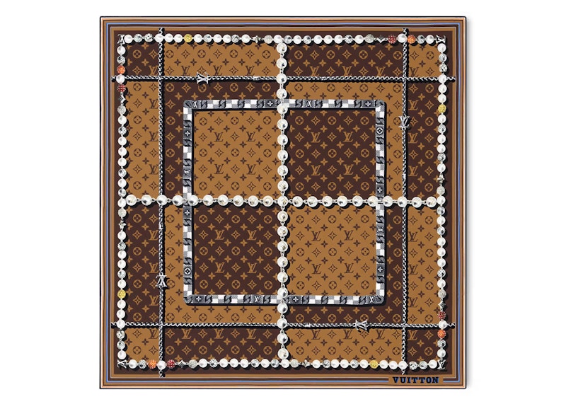 Pre-owned Louis Vuitton Men's Dandy Monogram Silk Square In Brown