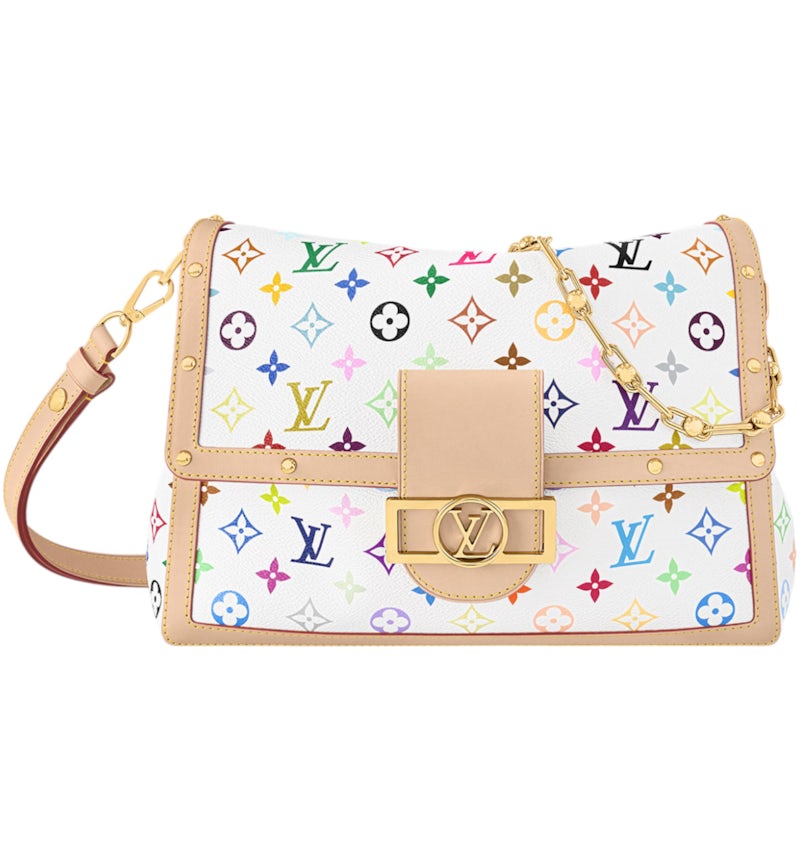 Louis Vuitton x Takashi Murakami Dauphine Soft GM Weiß in Coated