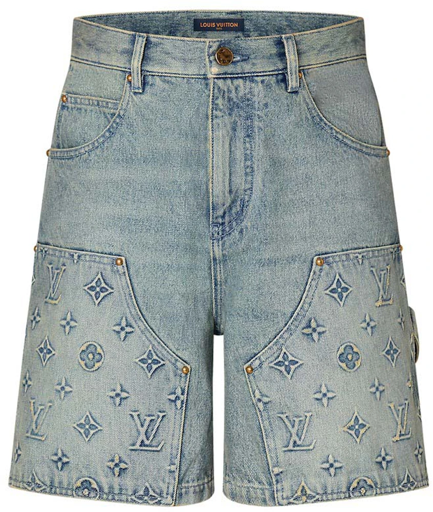 Louis Vuitton Blue Monogram Carpenter Denim Shorts