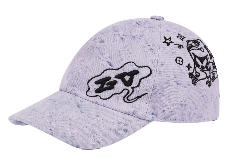 Pre-owned Louis Vuitton Men's  Denim Mng Bleached Cap In Lilac Denim