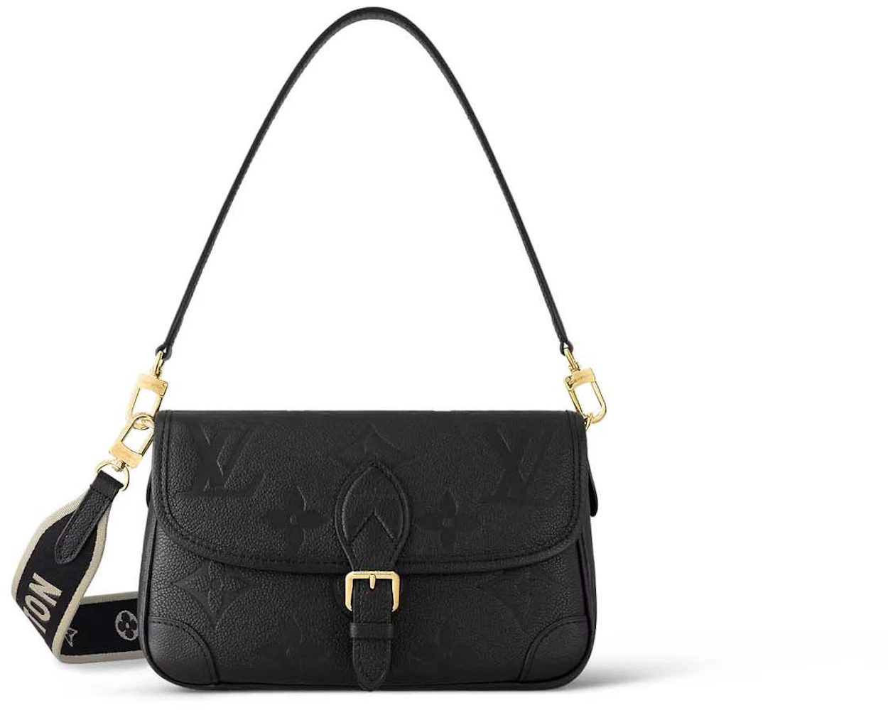 Louis Vuitton Diane Black in Embossed Supple Grained Cowhide Leather ...