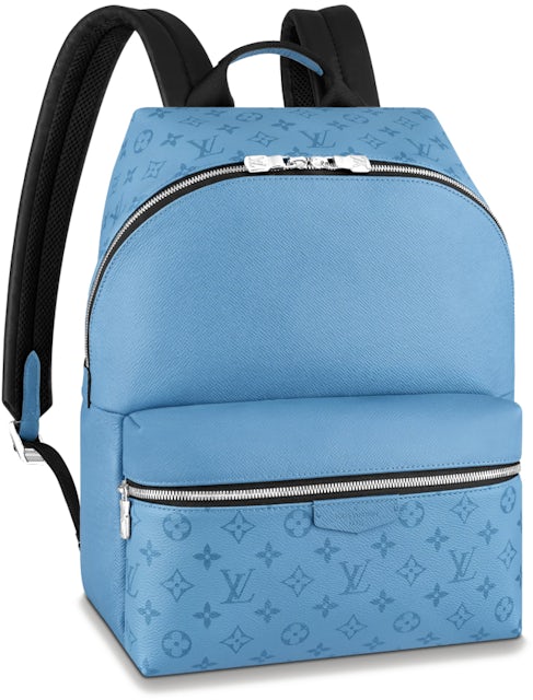 LOUIS VUITTON Blue Monogram Coated Canvas & Taiga Leather Discovery  Backpack PM